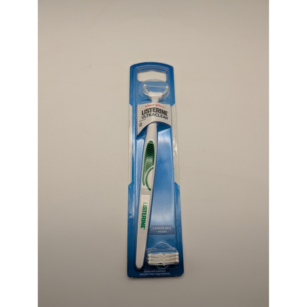 Listerine Ultraclean Access Flosser Starter Pack White Green Handle 3 Heads NEW